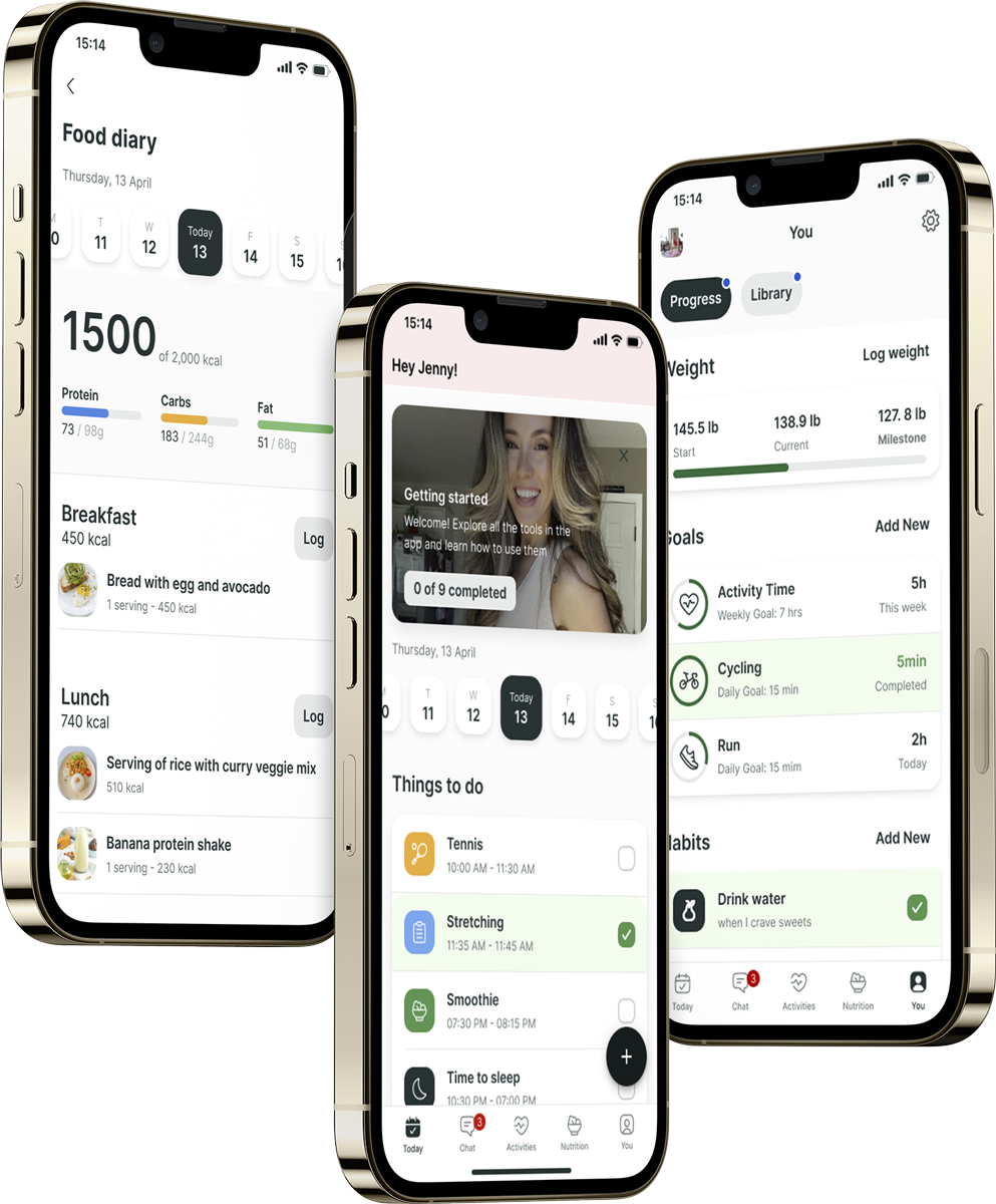 A mockup of the coaching app showcasing the features.